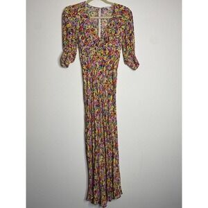 RIXO FOR TARGET FLORAL MULTICOLOR PUFF SLEEVE MAXI DRESS Size 2